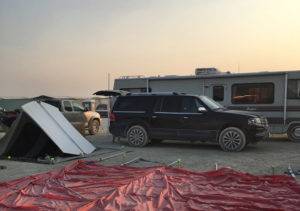Our Lincoln Navigator fit well inside the camp located at 6:45 and Breath.